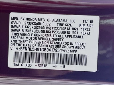 2016 Honda Odyssey Touring