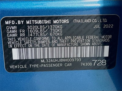 2022 Mitsubishi Mirage ES