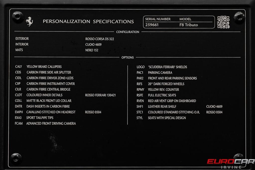 2021 Ferrari F8 Tributo *CARBON STEERING WHEEL * FULL ELECTRIC SEATS*